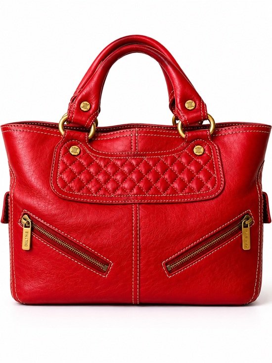 Celine Handbags - Authentic Celine Boogie Red Leather Satchel Tote Bag Italy